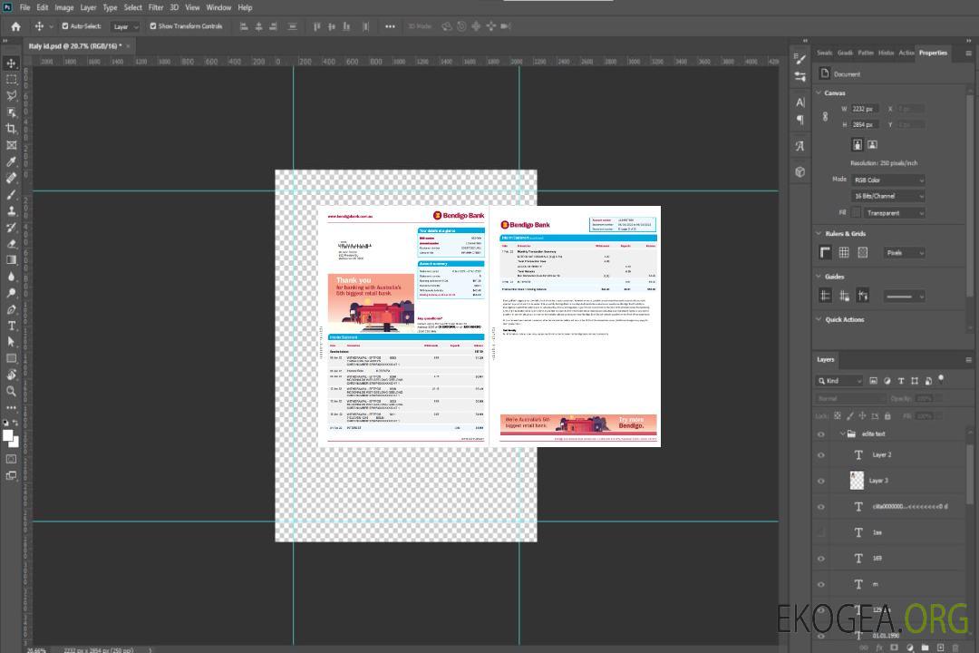Relevé bancaire de Bendigo en Australie template Relevé bancaire de Bendigo en Australie template